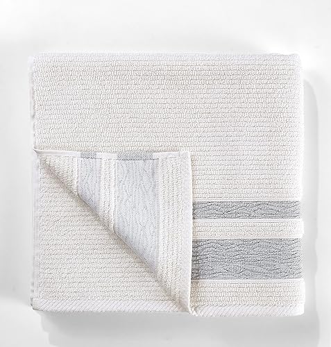 Miniatura 5 de Juego de 2 toallas de baño de algodón turco de lujo, XL (30 x 56), suaves, absorbentes, de secado rápido, duraderas, elegantes toallas de baño beige