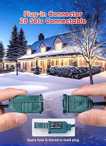 Miniatura 47 de 50FT C7 LED Christmas Lights, Outdoor Vintage String Lights with 52 Bulbs(2 Spare), Commercial Hanging Christmas Lights for Xmas Holidays Roofline