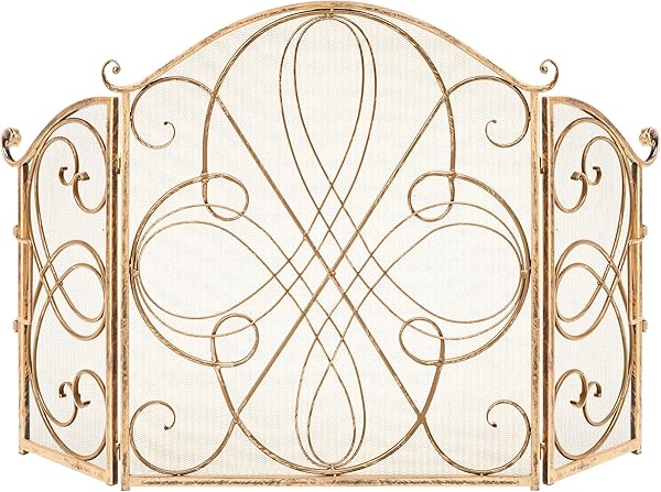 Best Choice Products 3-Panel Fireplace Screen Gold