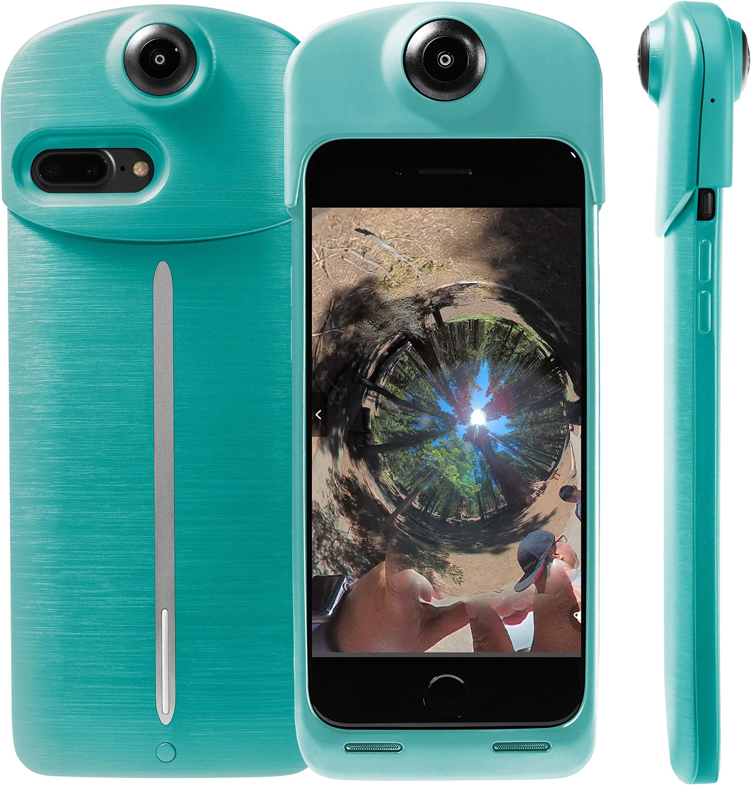 U - 4K Ultra HD 360-Degree Camera and Smartphone Charging Battery Case for Apple iPhone 7 Teal