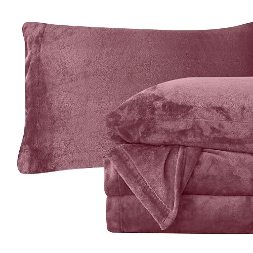 Elegant Comfort Luxuriously Soft 4-Piece Velvet Plush Flannel Sheet Set