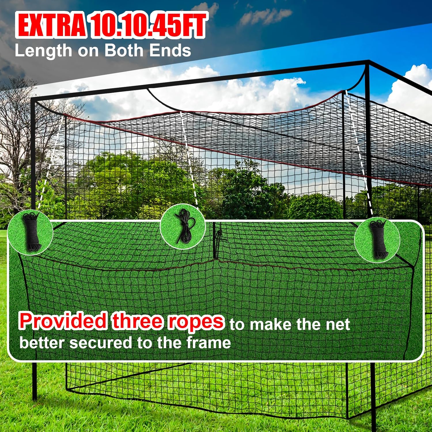 Baseball Softball Batting Cage Net with Realistic Catcher, Net Only, Backyard Practice Batting Cage Net, Heavy Duty Multi-Purpose Sports Net with Door