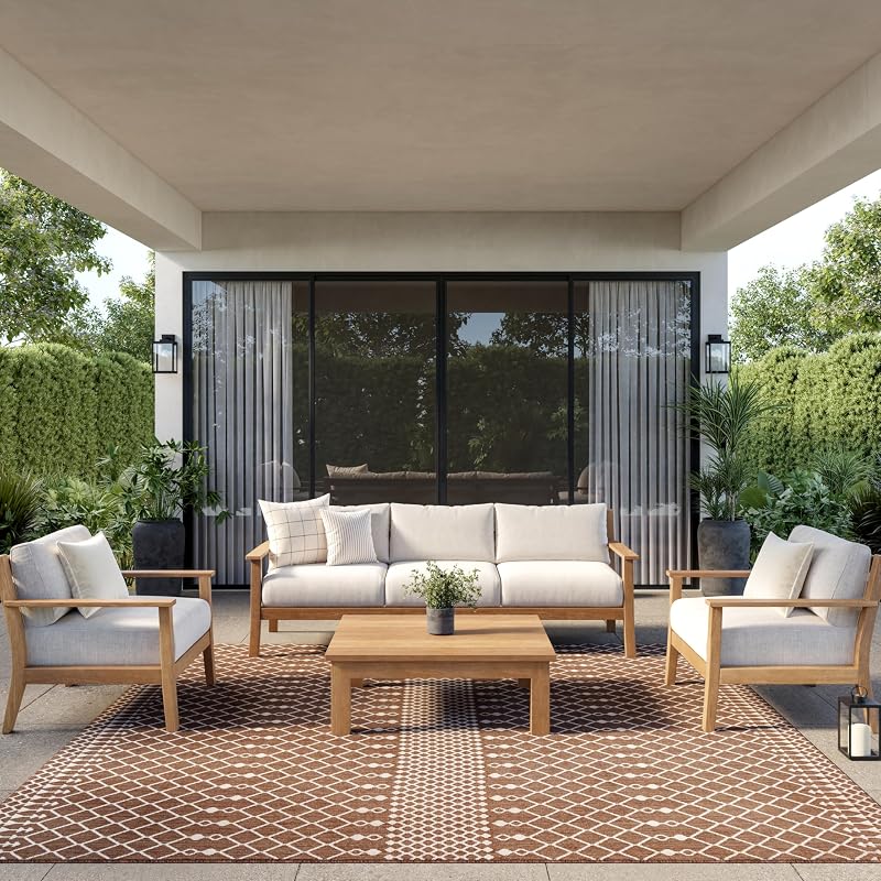 Nourison Home Positano Alfombra natural de 8 pies x cuadrado, fácil de limpiar, no se desprende, dormitorio, sala de estar, comedor, cocina (8 pies x cuadrado)