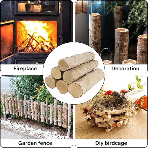 Miniatura 4 de Paquete de 6 troncos de abedul para chimenea falsa, ramas de abedul blancas, troncos de madera natural sin terminar, manualidades para decoración