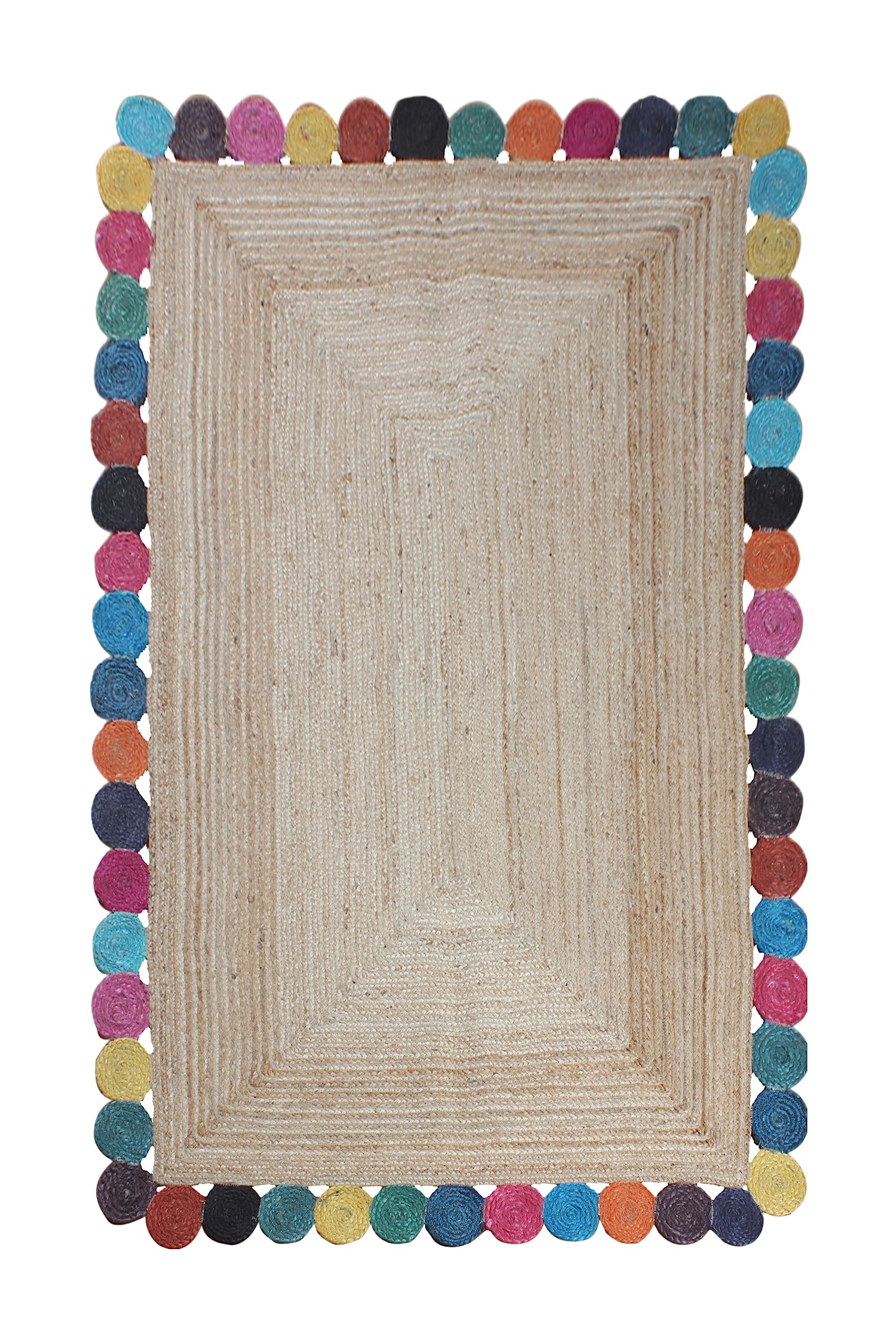 Tapis en jute tressé haut de gamme Cape Code avec bordure festonnée élégante