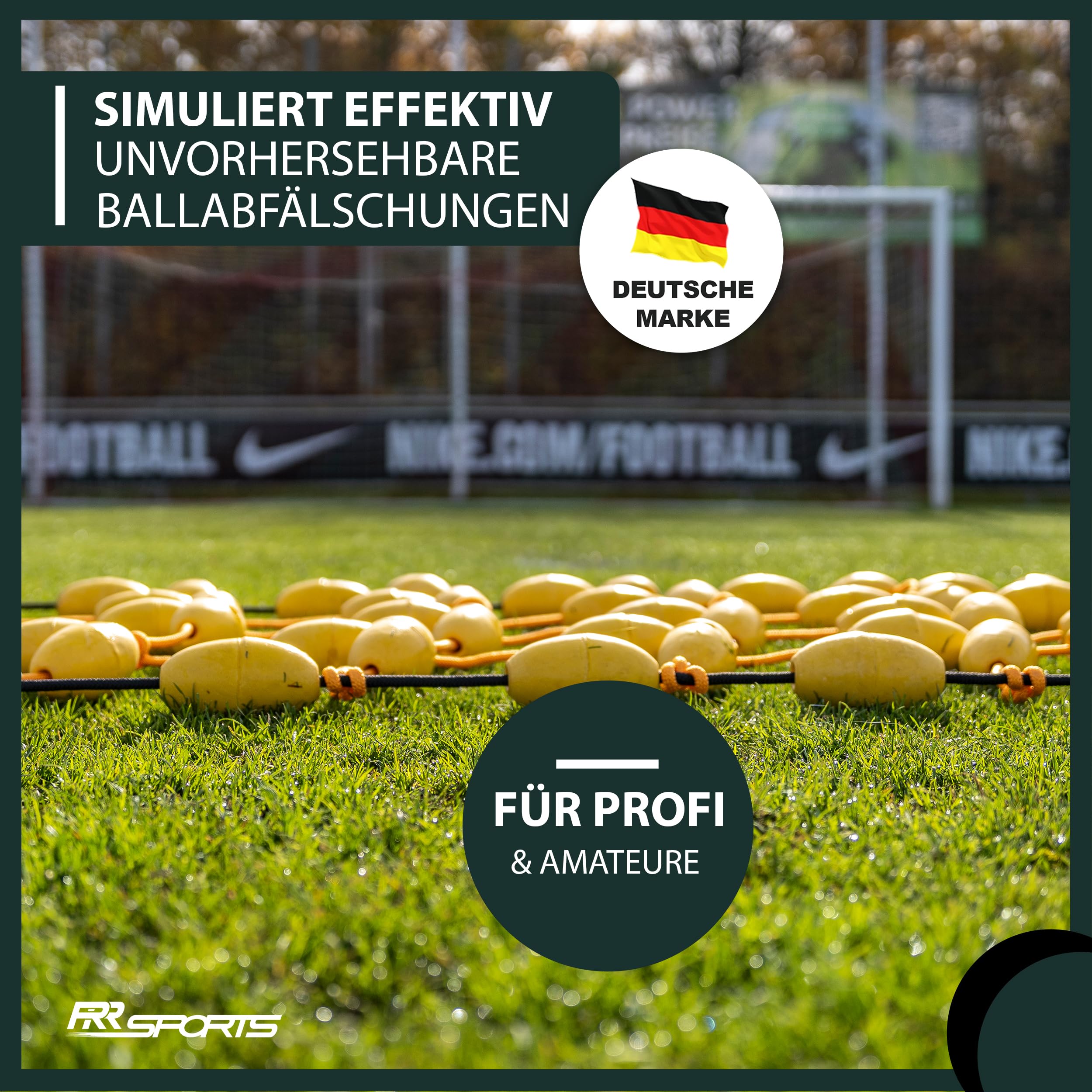 Profi Torwart Reaktionsnetz Fußball Boden-Netz Ball Abfälscher Equipment zum Torwarttraining - Soccer Goalkeeper Zubehör Ballabfälscher inkl. Tragerucksack