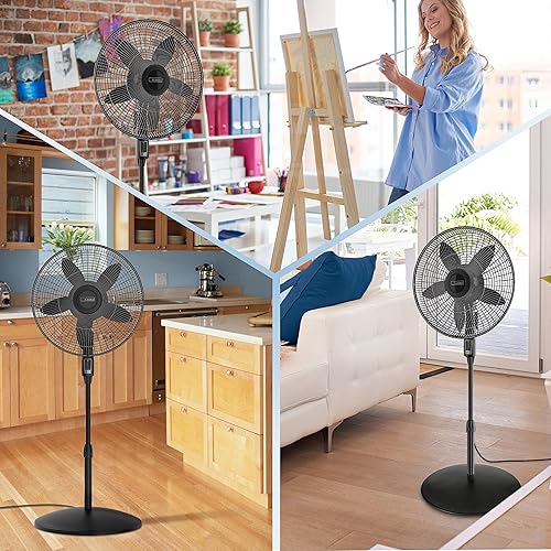 Miniatura 7 de Lasko Ventilador de pedestal oscilante, altura ajustable, control remoto, 4 velocidades, para dormitorio, sala de estar, oficina en casa y