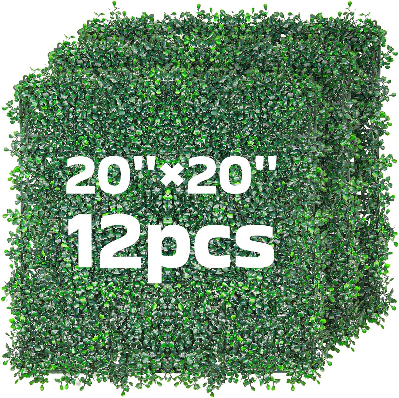 SEKKVY 12PCS 20x20inch Grass Wall Panels, Boxwood Hedge Greenery Backdrop with Zip Ties, Artificial Grass Wall for Outdoor Indoor, Privacy Screen UV Protected for Fence Garden Backyard Party
