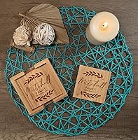 Vista 2 de Personalized Bamboo Coasters, Set of 4 Square Custom Coaster with Holder, Customized Gift Ideas for Christmas, Anniversary, Housewarming, Birthday