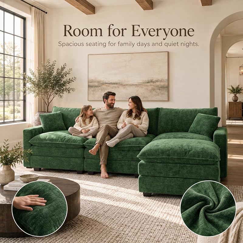 Dravonlab Modular Sofa Cloud Couch Sectional Couches for Living Room, Green image 5