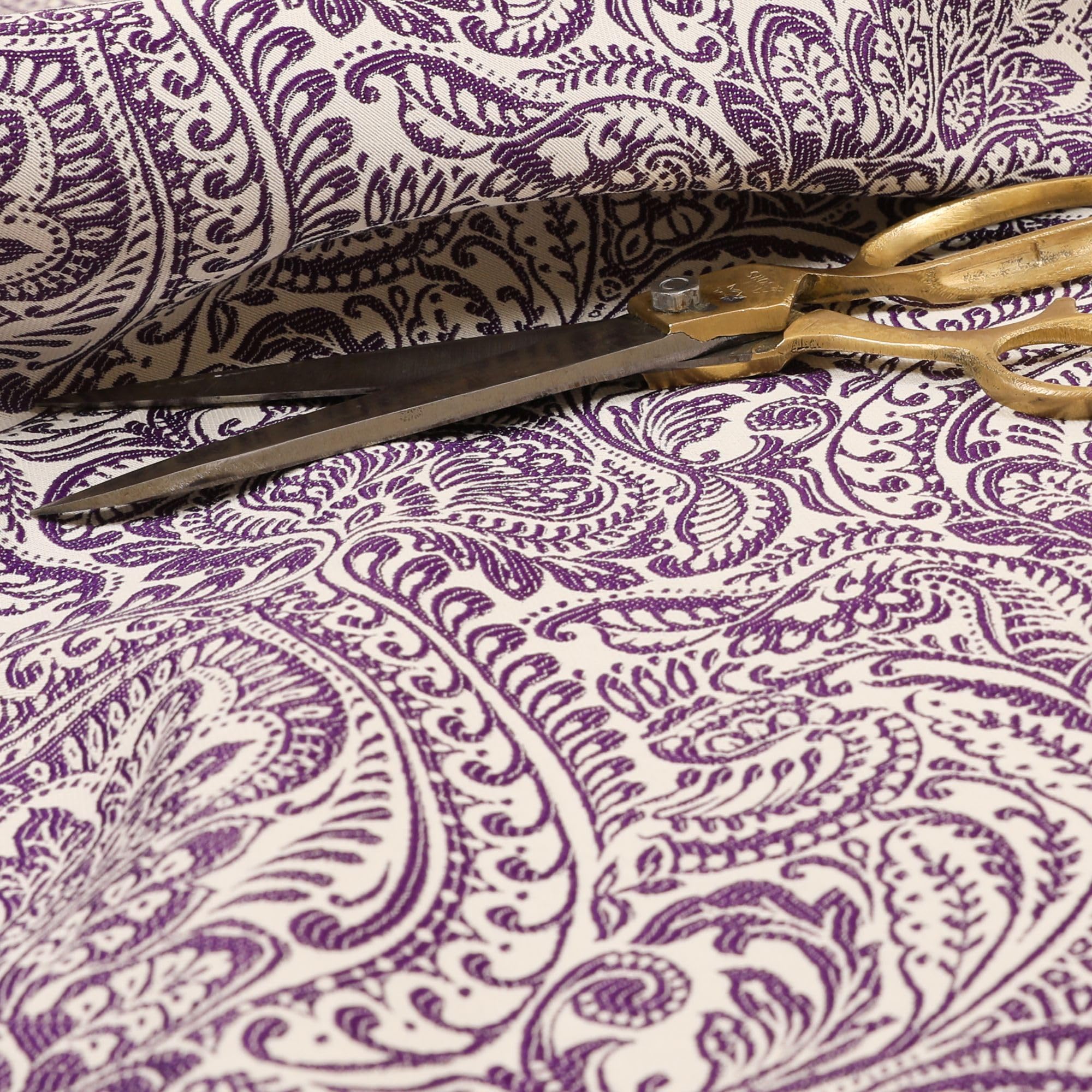 Redbrick Mill Fabrics Purple Lightweight Chenille Damask Floral Pattern Furnishing Upholstery Curtain Fabric By The Metre, 135Cm Width (Per Metre)
