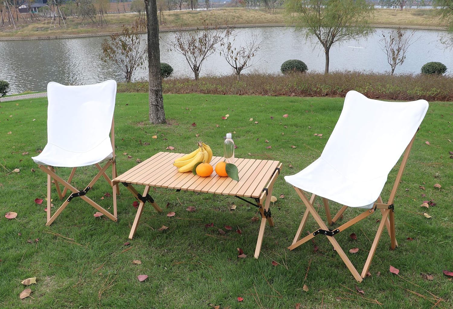 Benewin Folding Wood Table- Portable Outdoor Indoor All-Purpose Foldable Picnic Table, Cake Roll Wooden Table in a Bag for Picnic, Camping, Travel, Beach, Tailgating, Patio, Garden BBQ : Patio, Lawn & Garden