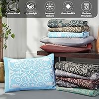 Vista 7 de Superior Juego de colcha de mezcla de algodón de 2 piezas, manta ligera, 1 funda de almohada a juego, ropa de cama de gran tamaño, dormitorio