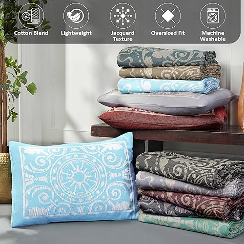 Miniatura 7 de Superior Juego de colcha de mezcla de algodón de 3 piezas, manta ligera, 2 fundas de almohada a juego, ropa de cama de gran tamaño, dormitorio