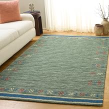 SAFAVIEH 5x8 Area Rug - Himalaya Collection - Sage & Green, Handmade Wool, Ideal for Living Room, Bedroom, Dining Space HIM597W