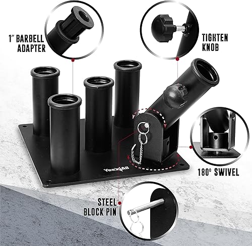 Vista 23 de Yes4All Estante de almacenamiento vertical, organizador de gimnasio en casa, estante para mancuernas y barras olímpicas de 2 pulgadas C. Negro