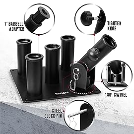 Yes4All 2in1 T-Bar Row Platform Multifunction with 1inch & 2 inch (5 Bars) and 1-Inch Adapter, Barbell Holder with Landmine Attachment