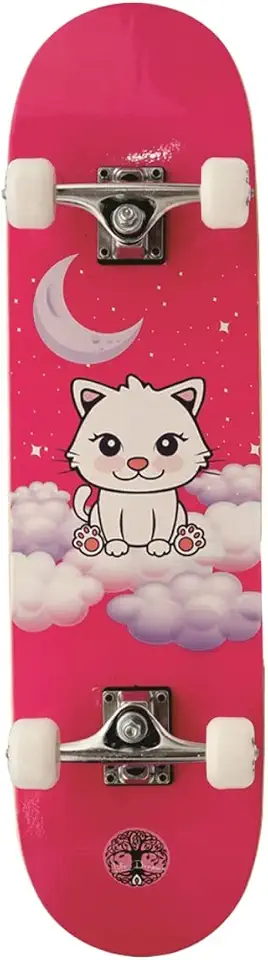 Skate Feminino Rosa Menina Infantil Criança Iniciante Montado 70KG Street Cat Life Dreams