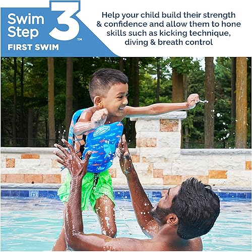 Miniatura 9 de SwimWays Power Swimr - Chaleco de natación para piscina al aire libre para niños, flotador de piscina ajustable para entrenamiento de natación,