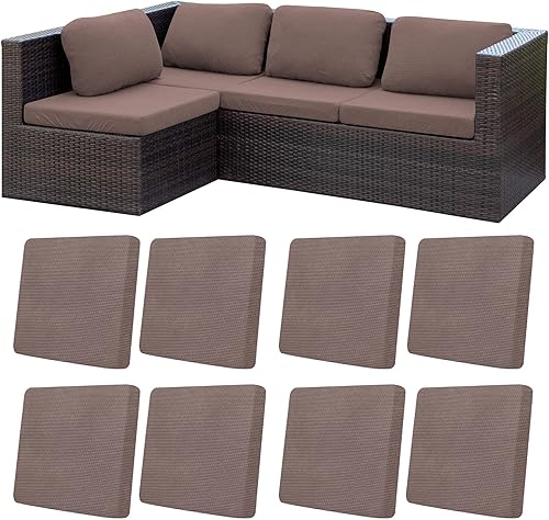 Miniatura 55 de Juego de 12 fundas de almohada y cojines para exteriores, 8 fundas de asiento + 4 fundas de almohada, fundas elásticas para muebles de patio