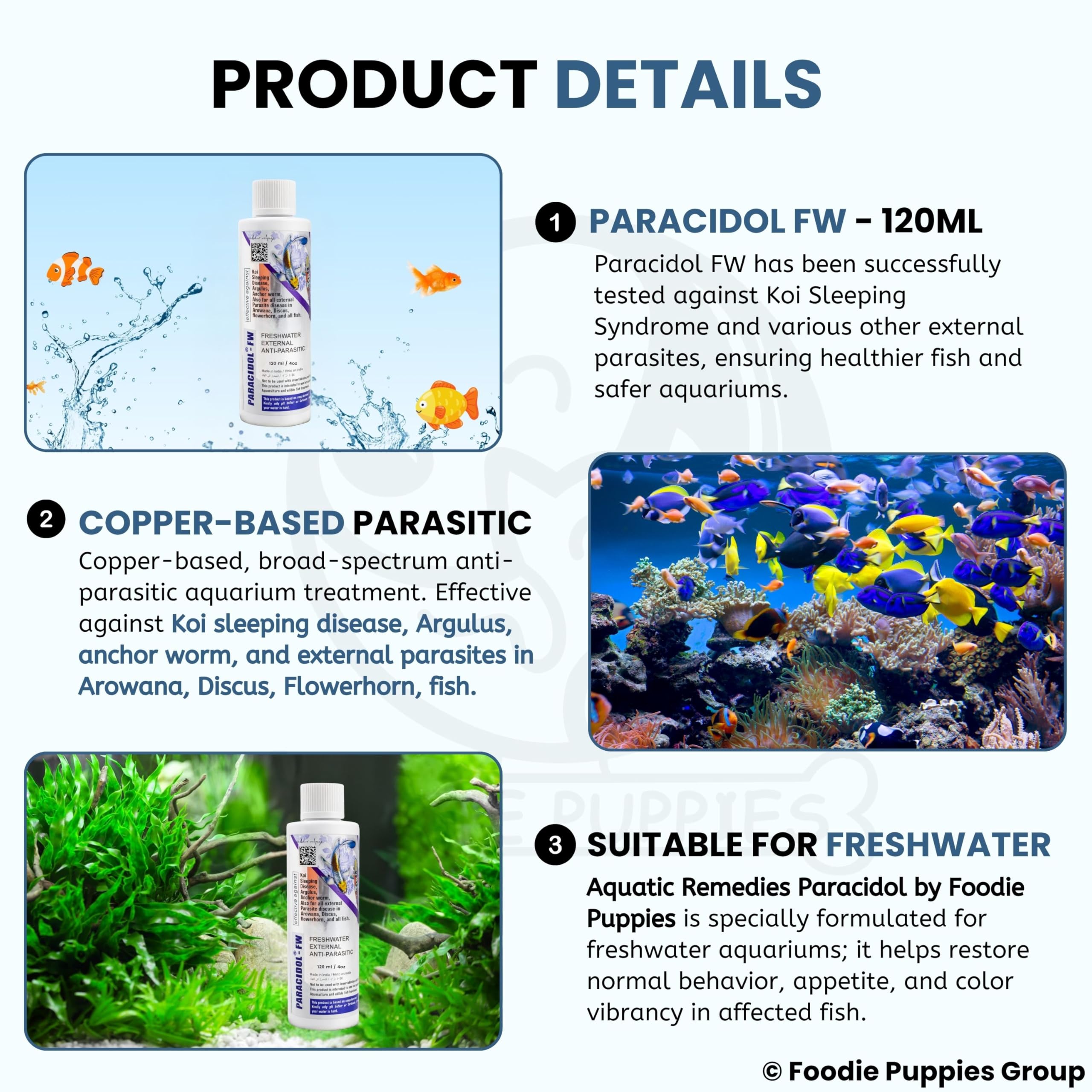 Foodie Puppies Aquatic Remedies Paracidol Freshwater Aquarium Medicine (120ml, Pack of 1)