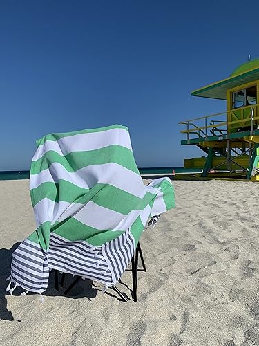 Miniatura 6 de Aysesa Toalla de playa turca a prueba de arena con bolsillo oculto con cremallera, 100% algodón, manta de gran tamaño sin arena, XXL, 38 x 75