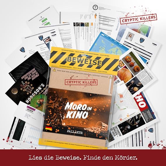 Cryptic Killers Crime Game Unsolved Murder Cases, Investigation of Cold Case Files - Indexes/Clues for Investigators, Solve Crime, For Single Player, Couple Nights & Groups - Murder in the Cinema