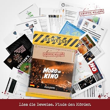 Cryptic Killers Crime Game Unsolved Murder Cases, Investigation of Cold Case Files - Indexes/Clues for Investigators, Solve Crime, For Single Player, Couple Nights & Groups - Murder in the Cinema