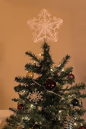 Clever Creations Decoración de árbol de Navidad de 8 pulgadas, decoración de estrella en forma de espiral, decoración navideña para el hogar, color