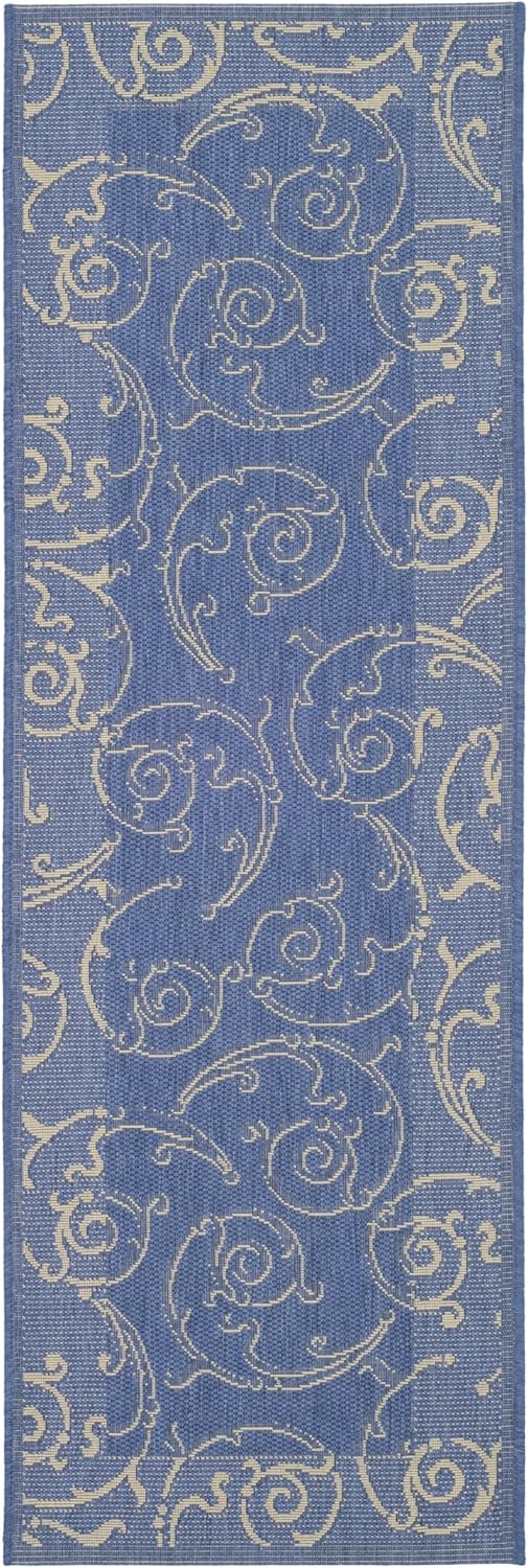 SAFAVIEH Courtyard Collection Accent Rug - 2' x 3'7", Blue & Natural, Scroll Design, Non-Shedding & Easy Care, Indoor/Outdoor & Washable-Ideal for Patio, Backyard, Mudroom (CY2665-3103)