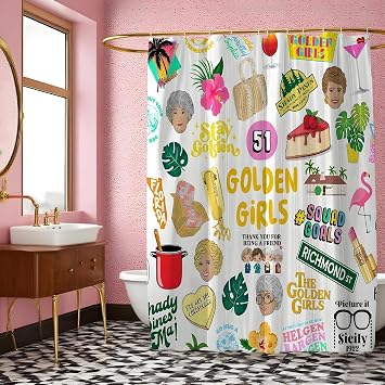 The Golden Girls Shower Curtain,Tv Show Golden Girls Merchandise Gifts for Fans Women Friends,Funny Waterproof Polyester Fabric Bathroom Decor Accessories,72x72 Inch