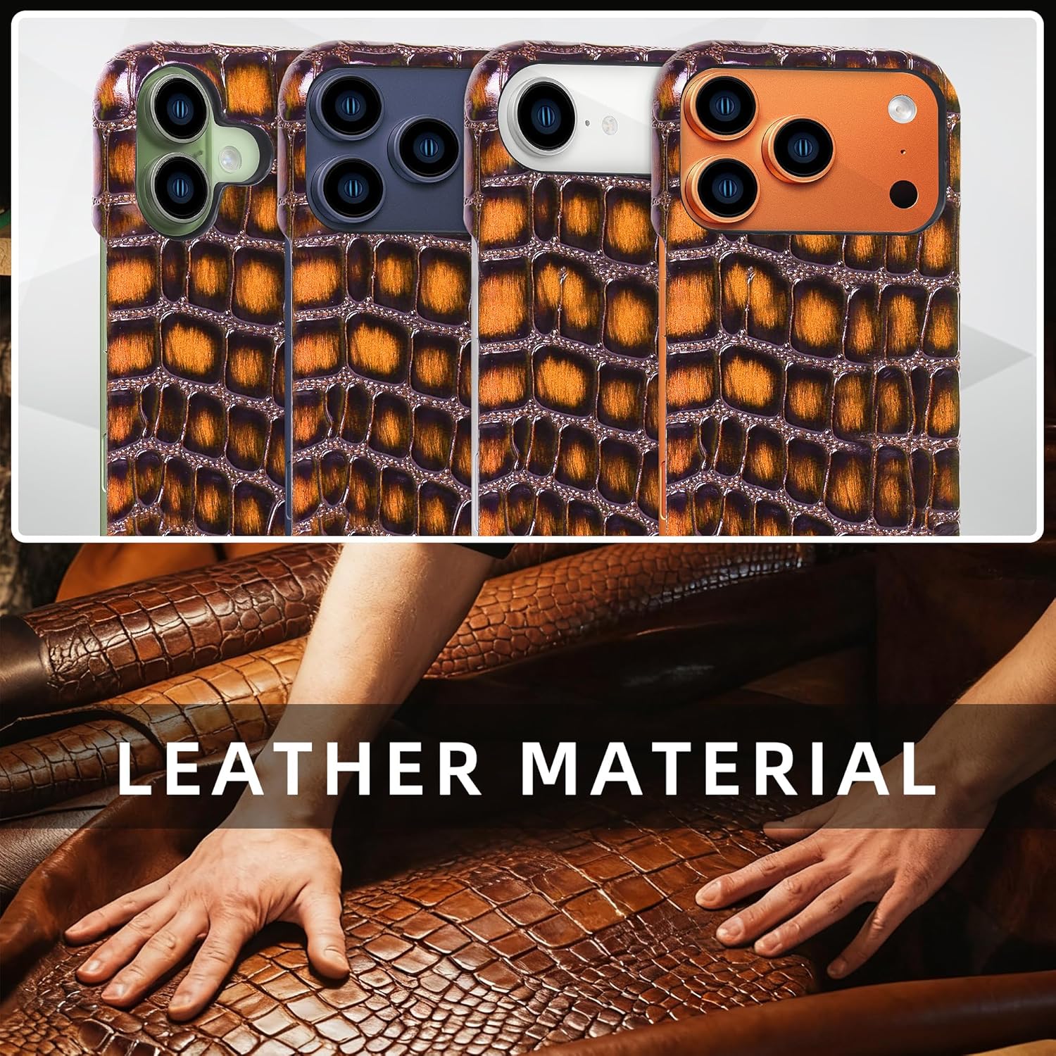 VISOUL Leather Case for iPhone 17 Pro Max,Compatible with MagSafe,Genuine Leather Slim Phone Cover, Metal Buttons and Camera Bump Frame Protective Case for iPhone 17 Pro Max 6.9" -Brown