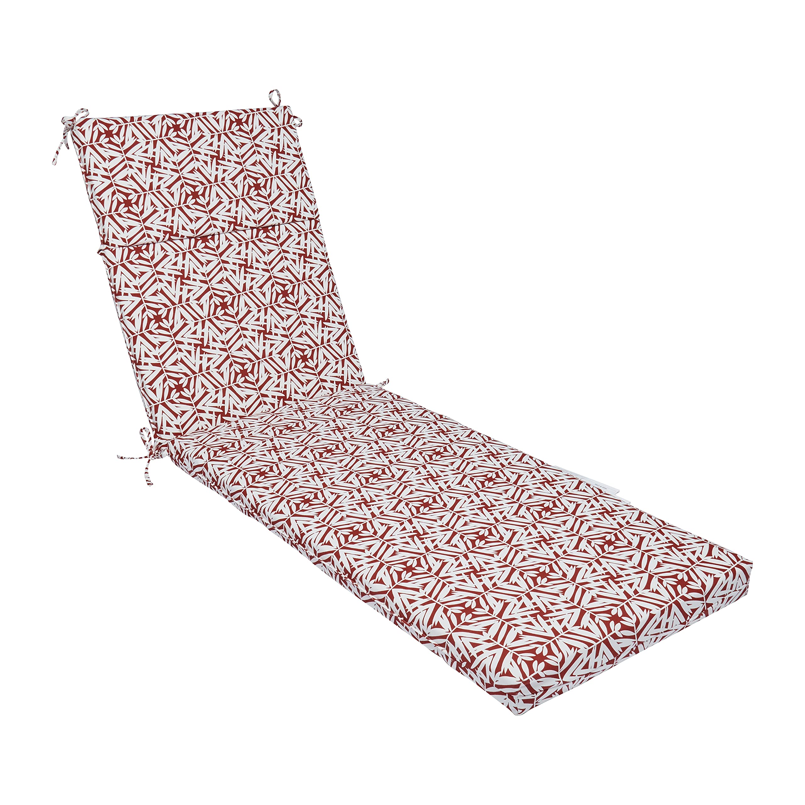 Photo 1 of Amazon Basics Outdoor Patio Lounger Cushion 72.5 x 21 x 3 Inches, Red Bamboo Leaf