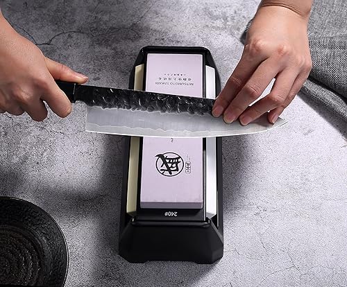 Miniatura 8 de MITSUMOTO SAKARI Piedras de afilar cuchillos japoneses, cocina profesional 24010006000 afilador de precisión gruesa y fina, afilador de cuchillos de