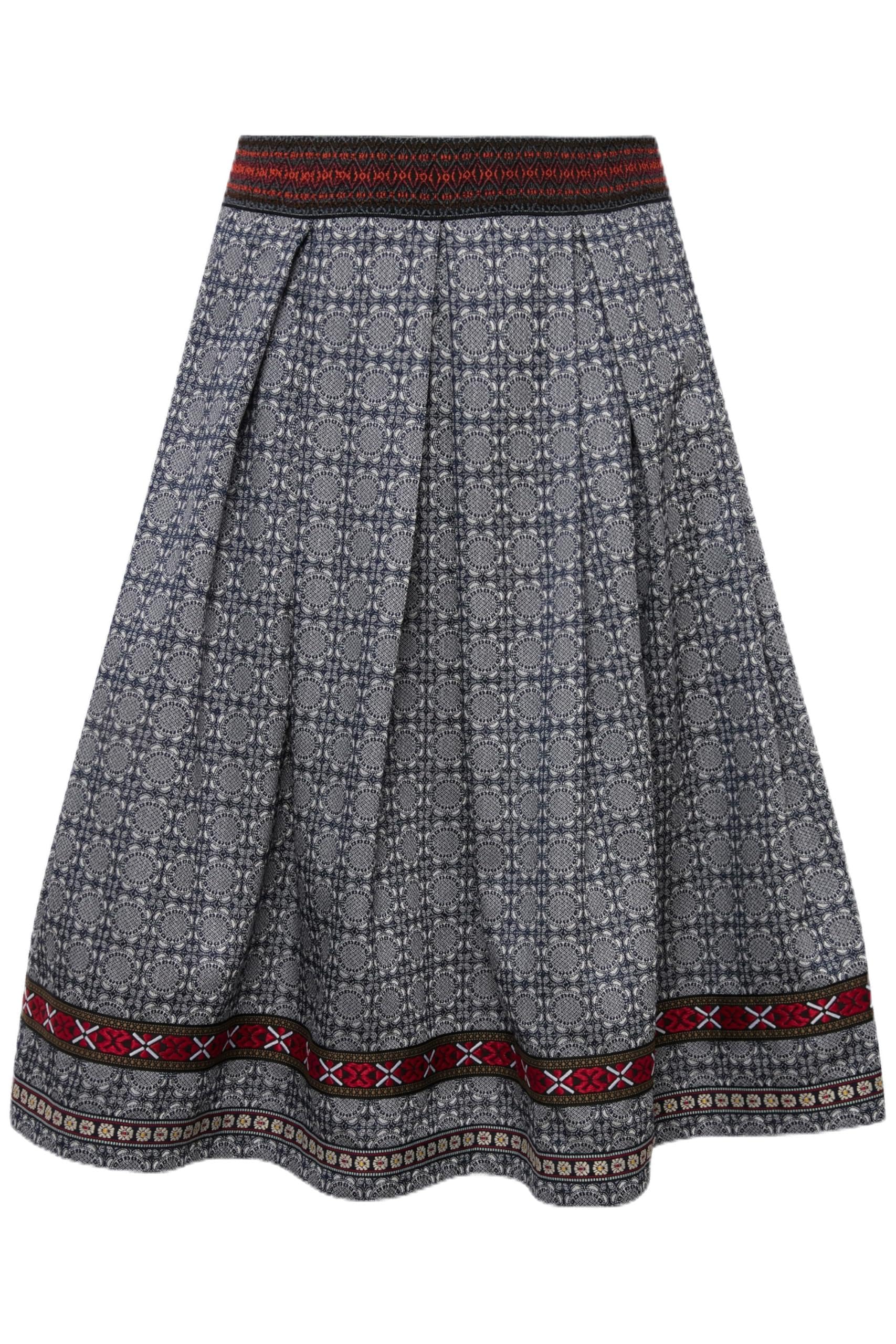 Ulla Popken Damen große Größen Übergrößen Plus Size Trachtenrock, Jacquard, A-Linie, Zierband 828858