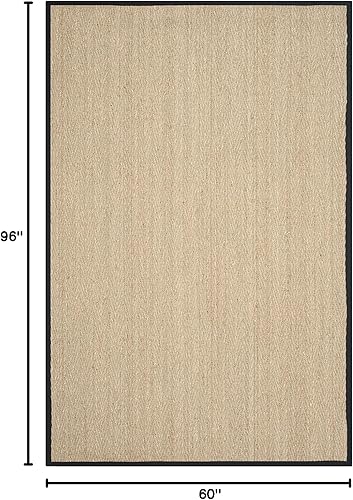 Miniatura 290 de Safavieh Colección de fibra natural NF115P - Alfombra (fibra natural), color gris, Fibras naturales beige, (Natural/Beige),Natural/Negro,Natural