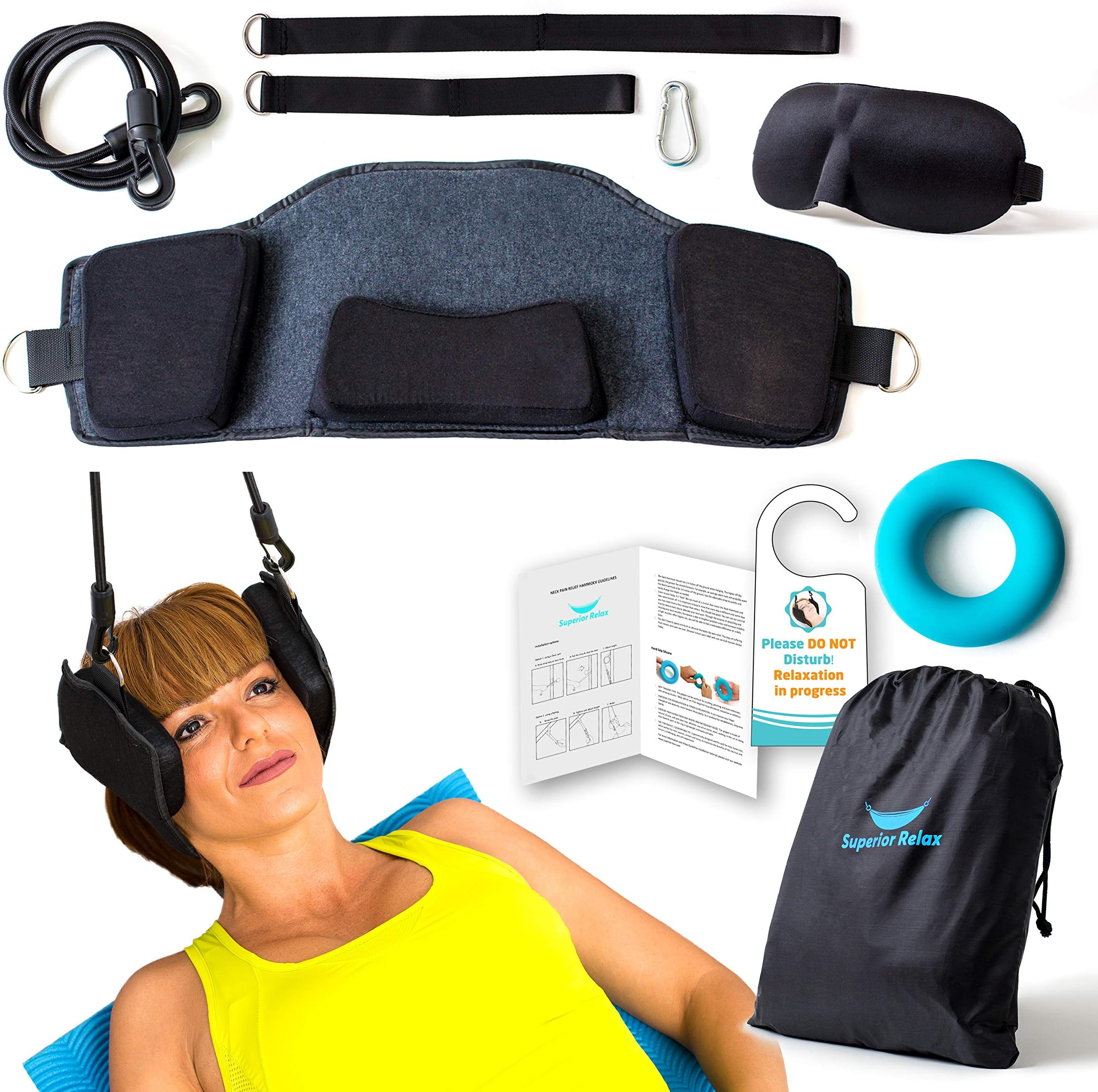 Hammock for Neck Head Pain Relief - Quality Door Strap Decompression Traction Device Relaxer for Your Shoulder Cervical and Back to Remove Discomfort - Ideal to use at Home as Stretcher Therapy