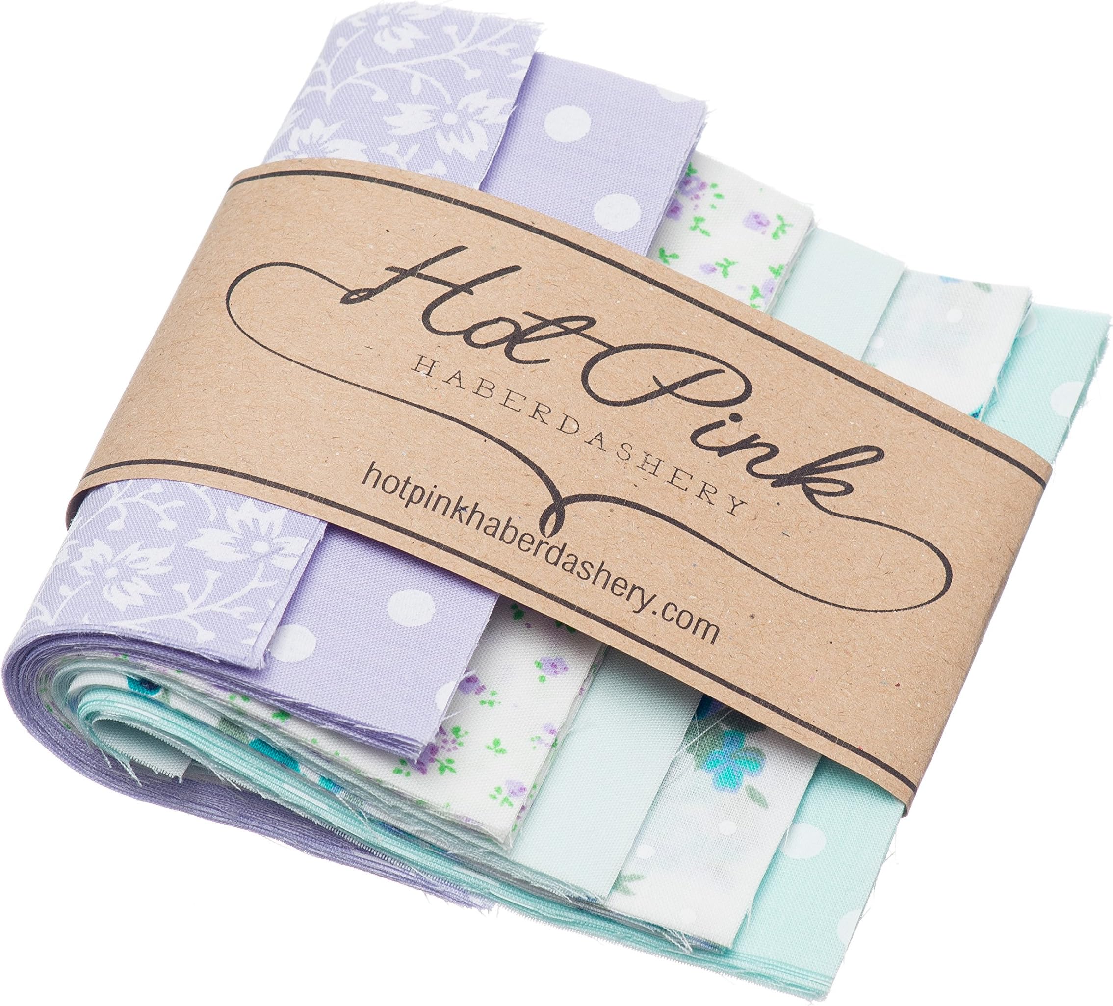 Hot Pink Haberdashery x 50 Purple & Green Pastel Patchwork Squares 10 x 10cm