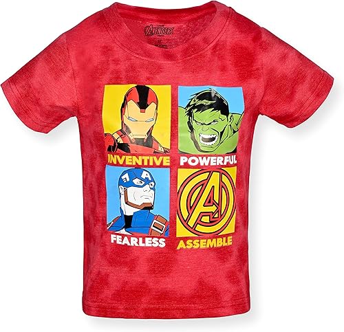 Miniatura 2 de Marvel Avengers Iron Man, Capitán América y Hulk - Paquete de 3 camisetas para niños pequeños y niños pequeños