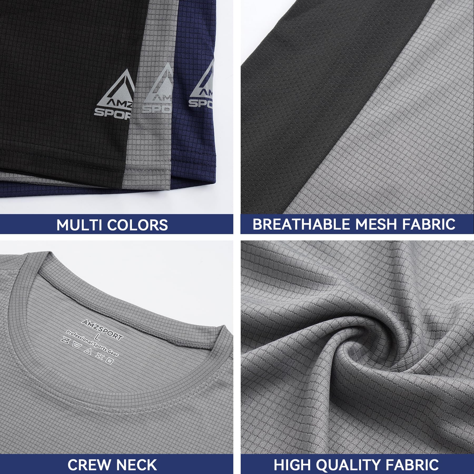 Lot de 1, 3 ou 5 T-Shirt de Sport Homme à Manches Courtes Respirant et à Séchage Rapide pour Course, Entraînement, Fitness