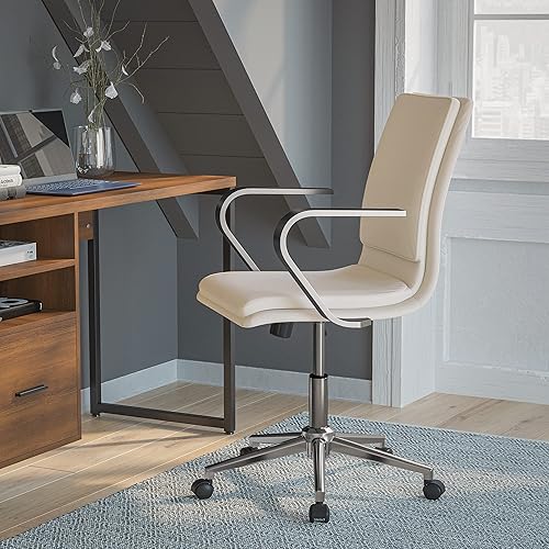 Miniatura 2 de Flash Furniture James - Juego de 1 silla de oficina tapizada ejecutiva con base de metal cepillado y brazos, color gris pardocromado