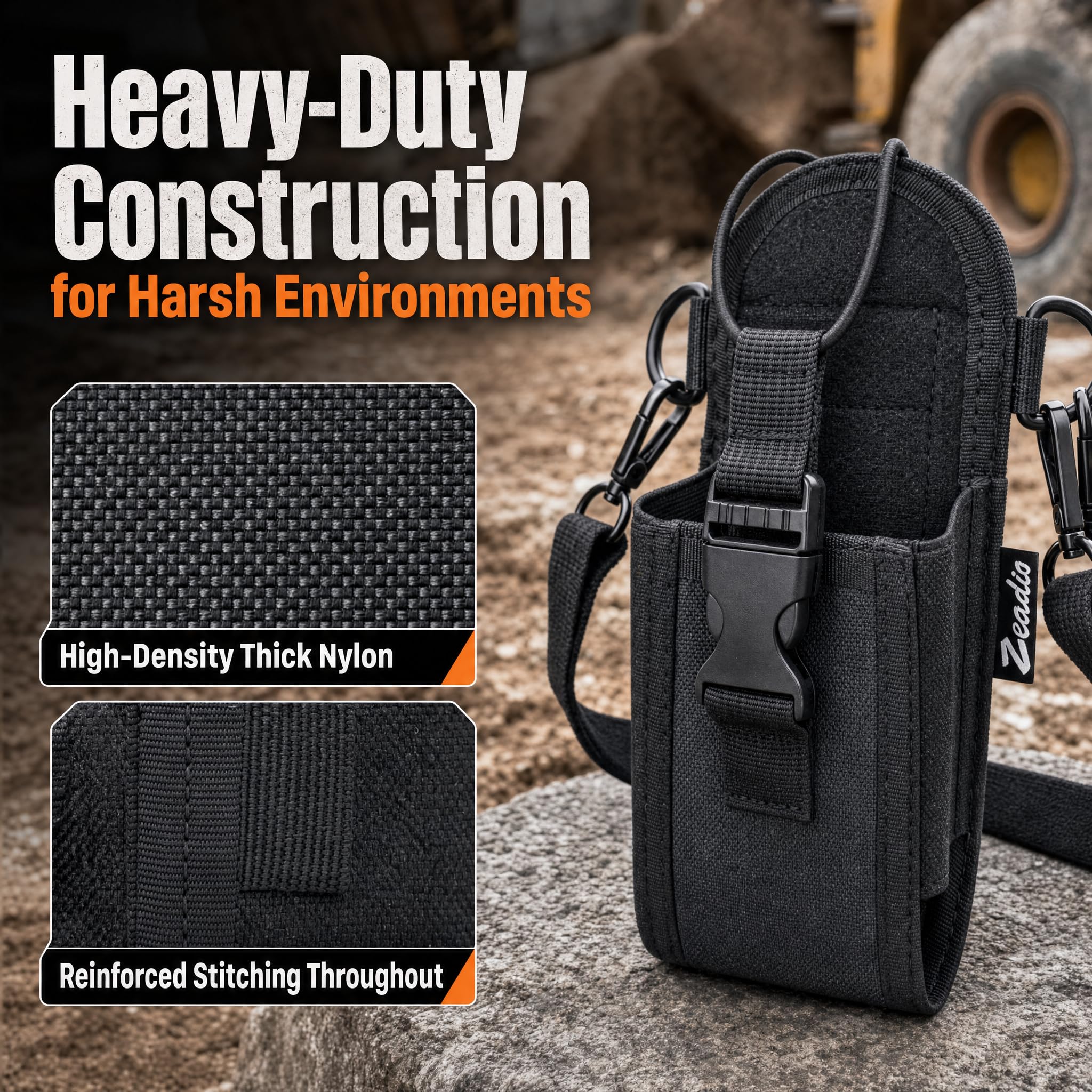 Zeadio Funda portarradio de Nylon para walkie Talkie con Correa Ajustable y Presilla para cinturón, para policía, Bomberos, Seguridad, Actividades Exteriores (Pack de 6)
