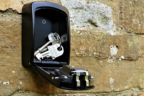 Miniatura 8 de Squire Caja fuerte para llaves, cerradura de combinación de 4 ruedas, caja fuerte para llaves montada en la pared, cuerpo de aleación fundido a