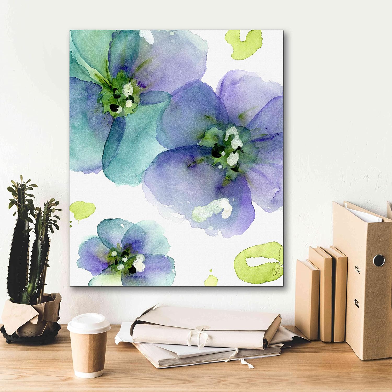 Epic Graffiti 'Blue Flowers' by Dawn Derman, Giclee Canvas Wall Art, 20"x24"
