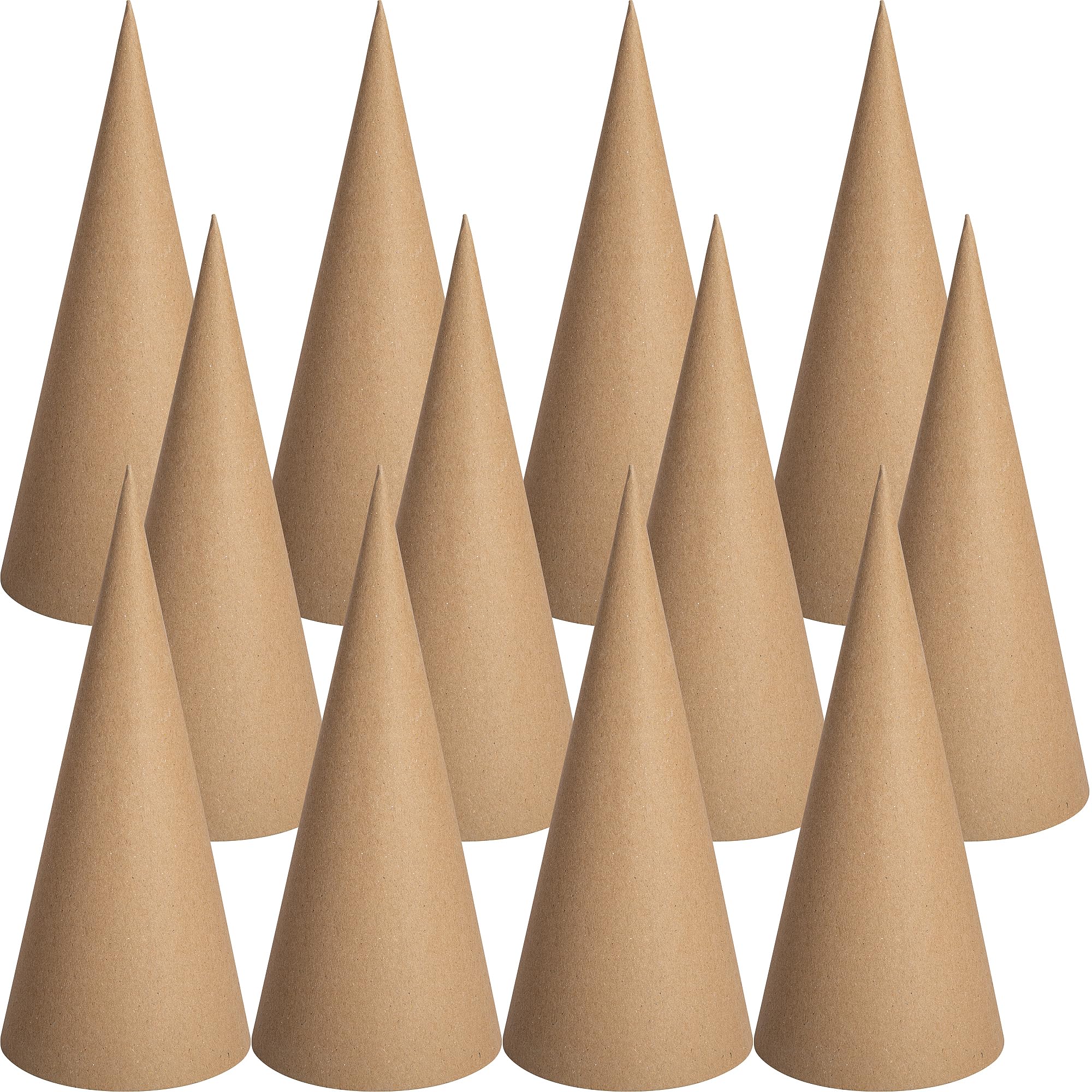 RunNico 12 coni di cartapesta di Natale spessi, 25,9 x 9,9 cm, coni in cartone spesso con fondo aperto, per albero di Natale, gnomi, decorazioni fai da te
