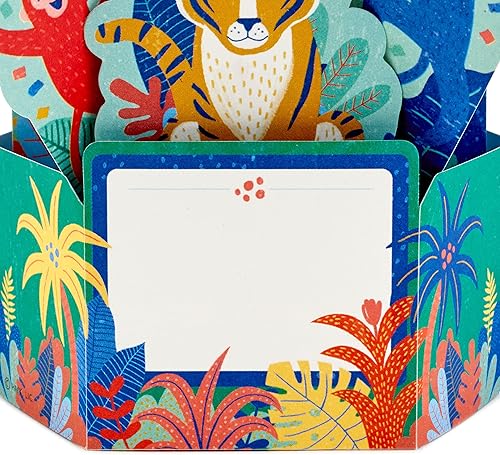 Miniatura 5 de Hallmark Paper Wonder - Paquete de tarjetas de cumpleaños desplegables para niños, animales de la selva (8 tarjetas 3D y sobres)