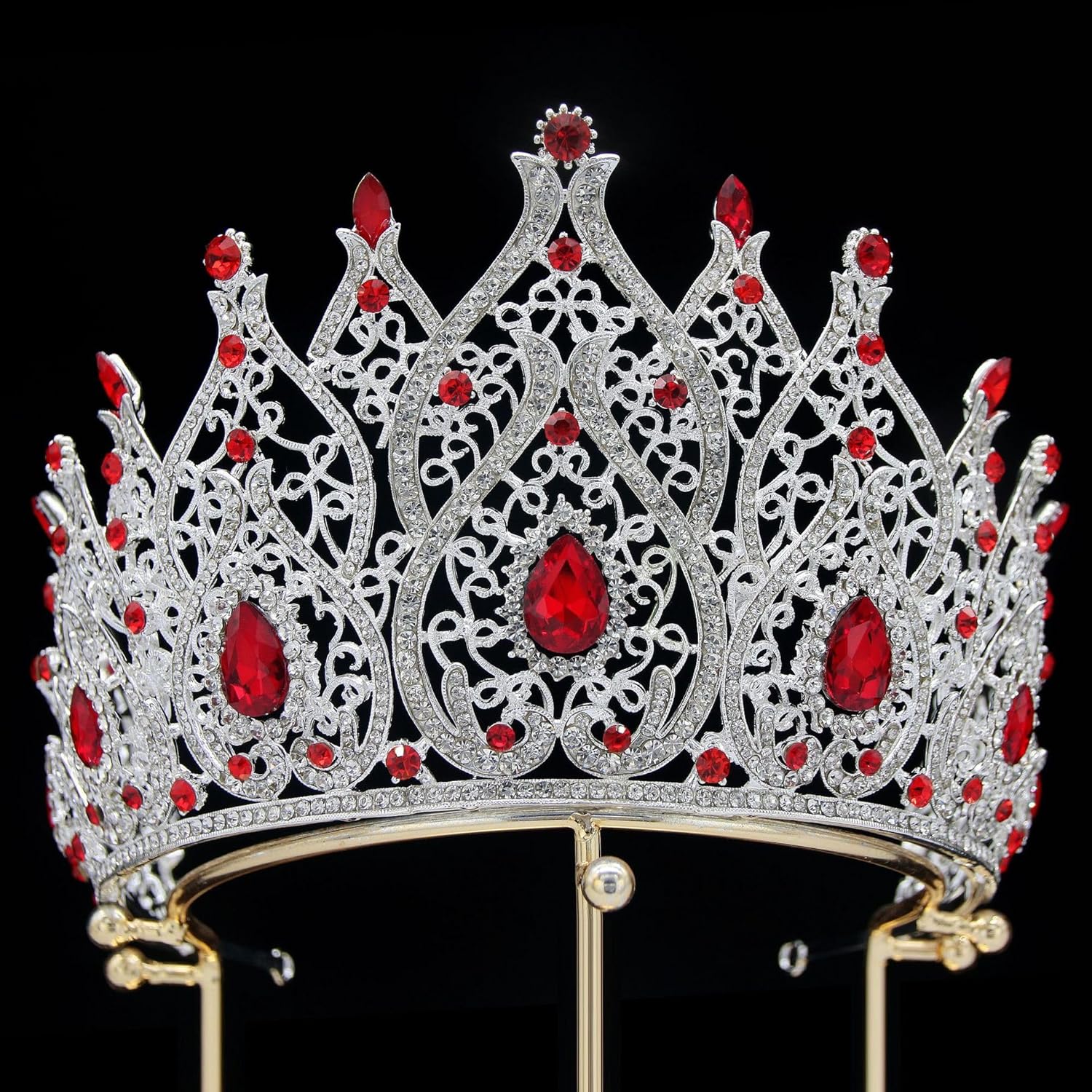Crystal Queen Crown for Women Tall Wedding Crown for Bride Birthday Prom Princess Quince Tiara for Girls Pageant Crown Large Bridal Headpiece