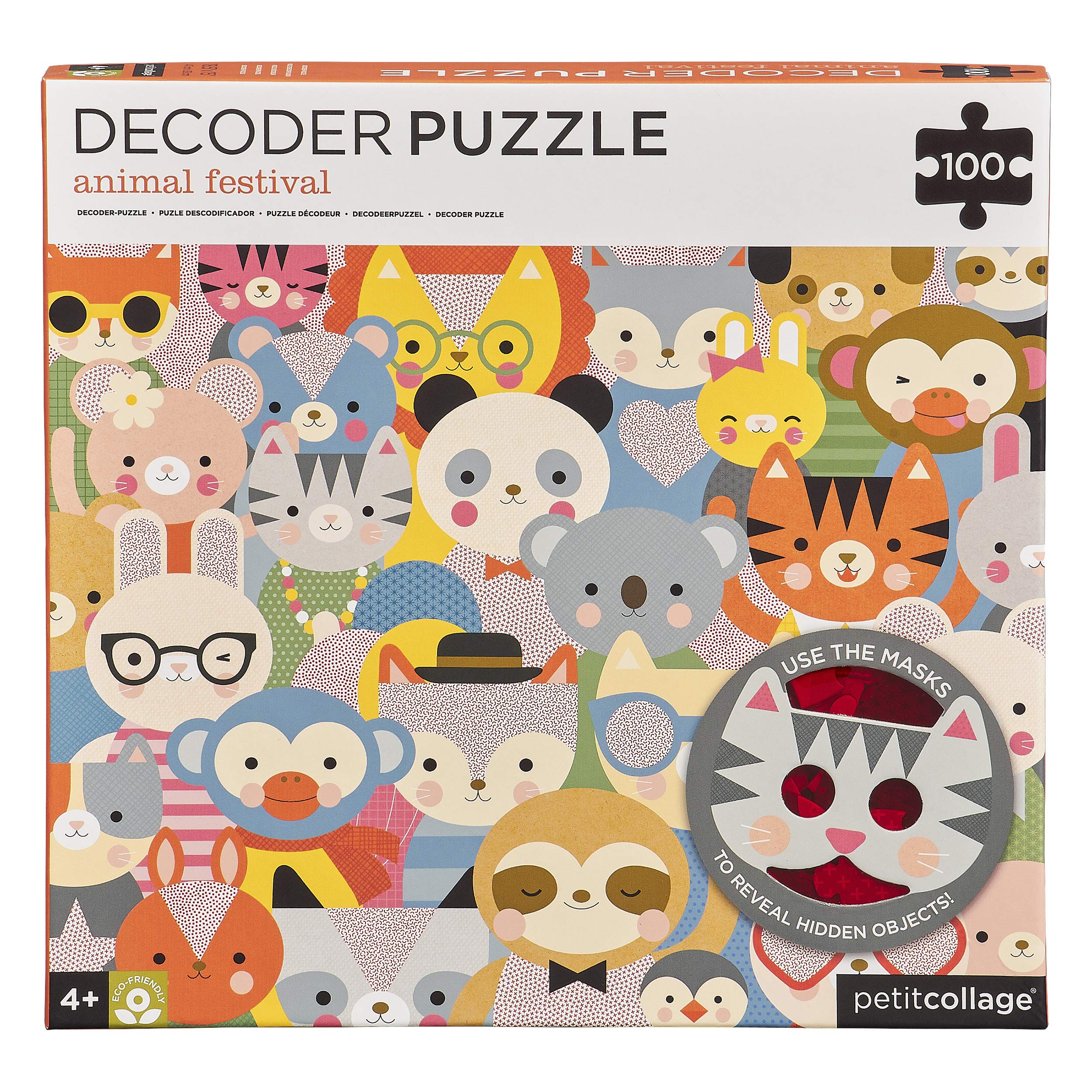 Petit Collage Animal Festival Decoder Children's Puzzle, 100-Pieces - Jigsaw Puzzle for Kids - Includes Glasses to Uncover Hidden Objects - Animal Puzzle for Ages 4+, Makes a Great Gift Idea - Image 5
