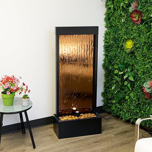 Miniatura 47 de Alpine MLT100 Espejo Cascada con piedras decorativas y luz, color Bronce, Ecléctico, Marrón 72 pulgadas - Bronce