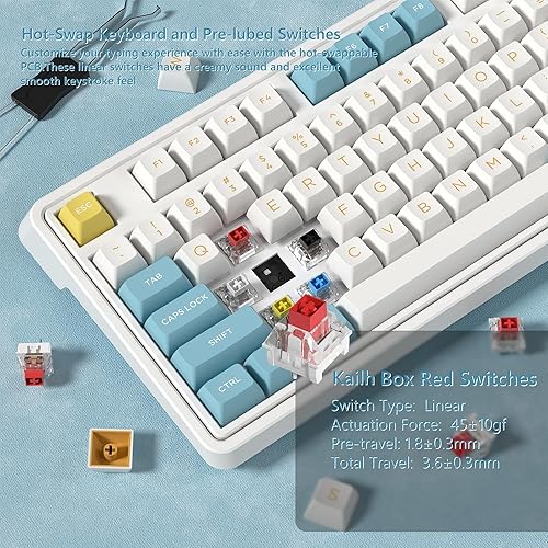 Miniatura 5 de CMK98 Teclado mecánico inalámbrico para juegos con teclado numérico, triple modo intercambiable en caliente, teclado personalizado de 99 teclas